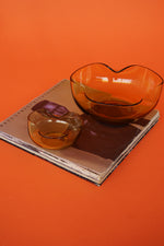Duo de bol en verre dépression vintage jaune