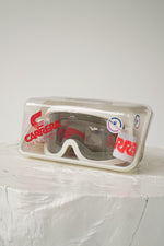 Lunette de ski vintage Carrera Power Softsight-EV neuve blanche et orange dans leur boite original taille standard