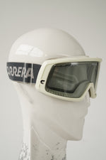 Lunette de ski vintage Carrera Everclear blanche et grise à coussin gris taille standard