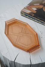 Assiette de présentation vintage en verre dépression rose