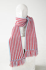 Foulard en tricot long bleu blanc rouge