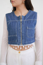 Crop top 90s taille S en jean avec zip
