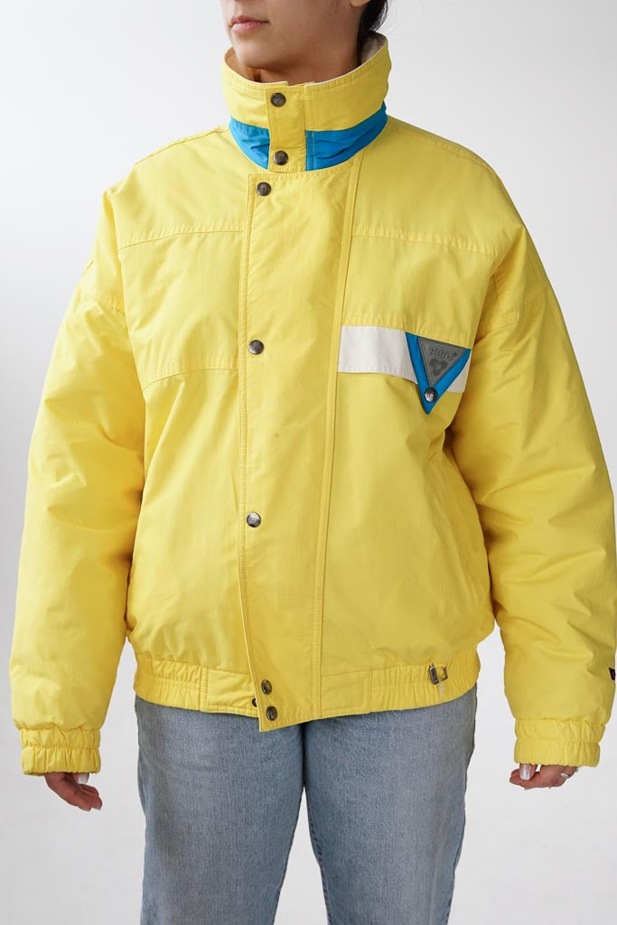 Manteau de ski vintage Fera Skiwear jaune pour homme taille 38 (S)