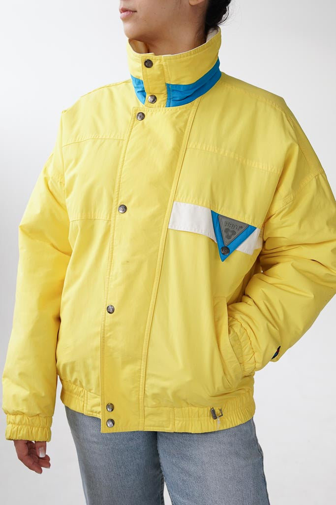 Manteau de ski vintage Fera Skiwear jaune pour homme taille 38 (S)