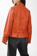 Load image into Gallery viewer, Veste en cuir orange brûlé Oscar Leopold pour femme taille XXL
