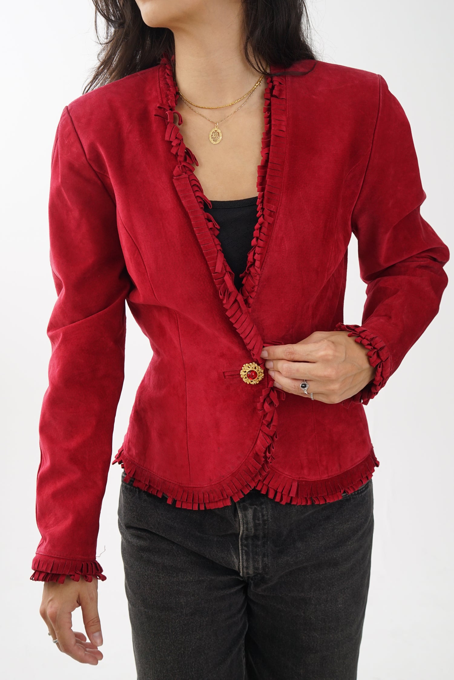 Veste en suède vintage Danier rouge 80s taille S