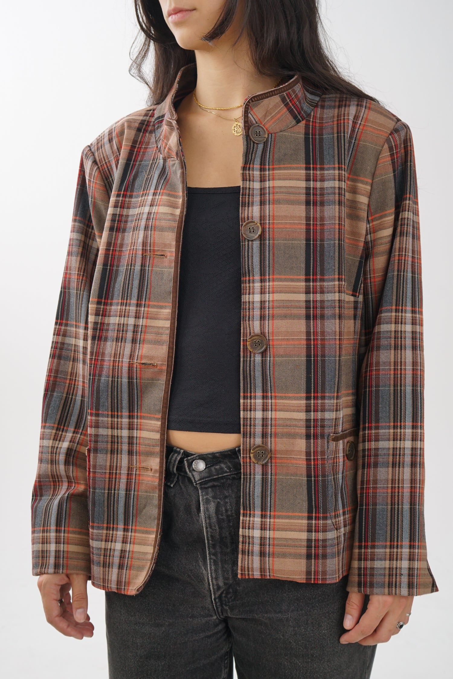 Veste tartan brun Tanjay pour femme taille 16