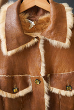 Load image into Gallery viewer, Caché Rabbit leather jacket, fur lined and crystal buttons M
