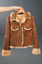 Load image into Gallery viewer, Caché Rabbit leather jacket, fur lined and crystal buttons M

