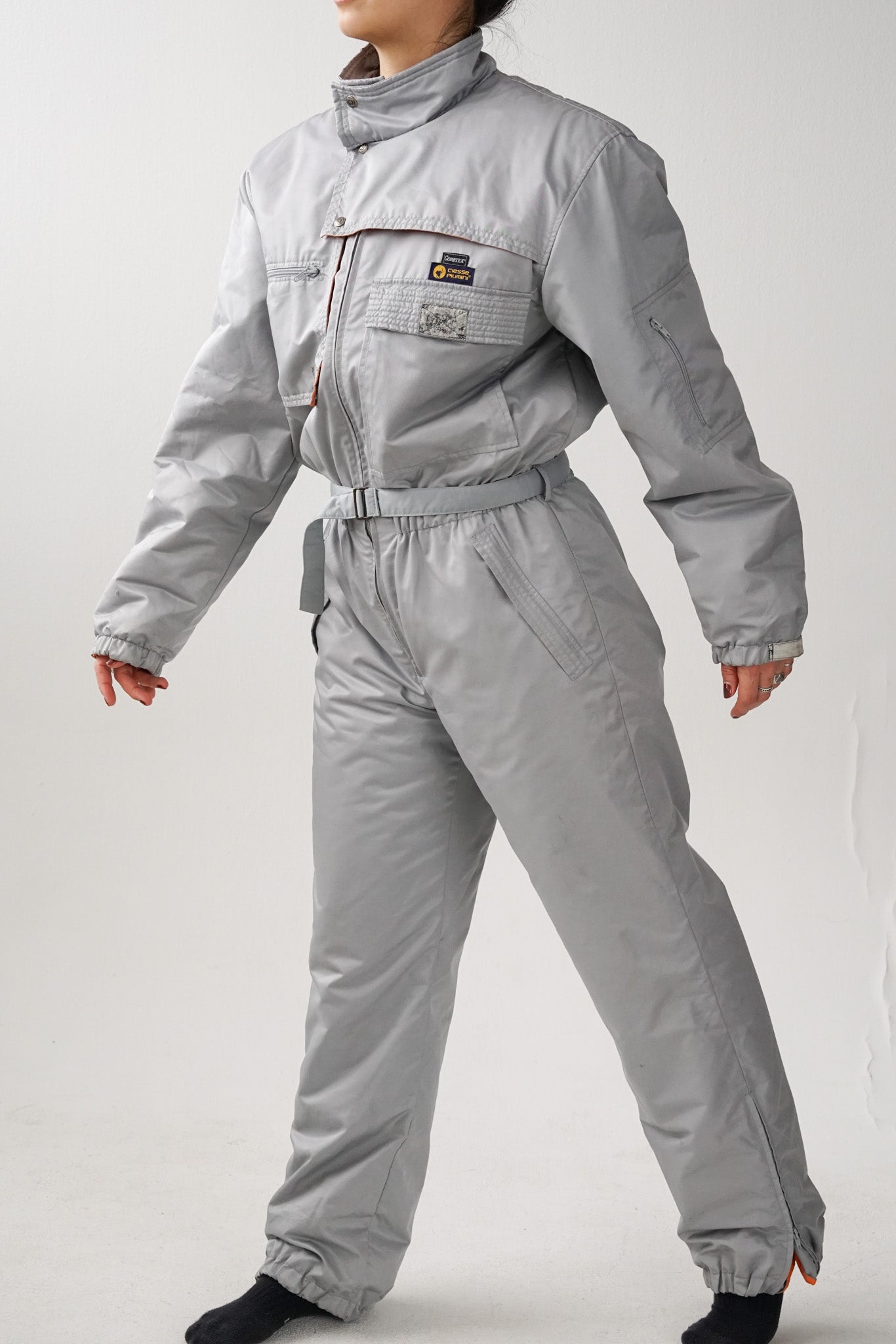 One piece vintage Ciesse Piumini, ski suit en Gore-Tex gris pour homme taille L-XL