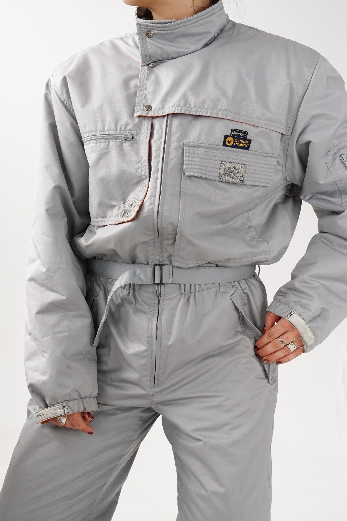One piece vintage Ciesse Piumini, ski suit en Gore-Tex gris pour homme taille L-XL