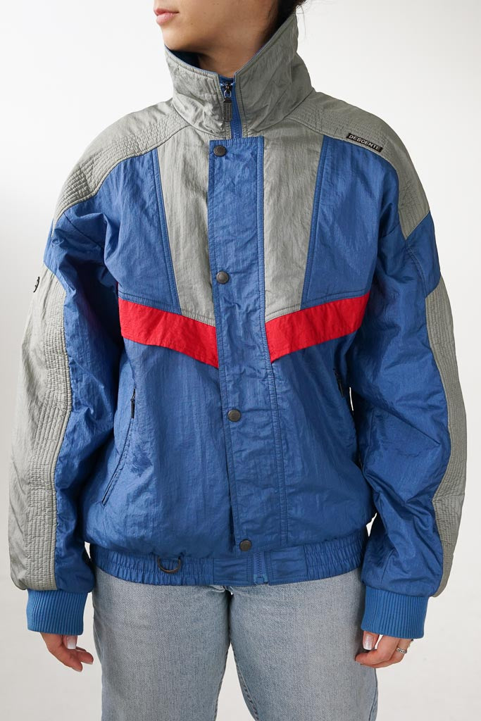 Manteau Descente 90s pour homme bleu argent taille M