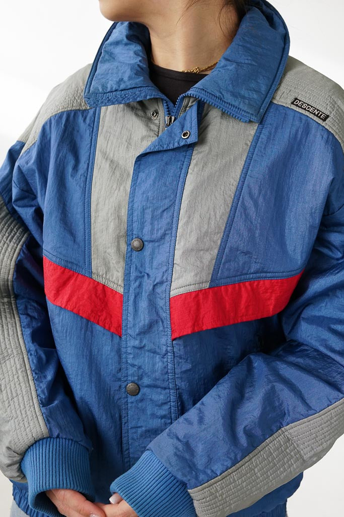 Manteau Descente 90s pour homme bleu argent taille M