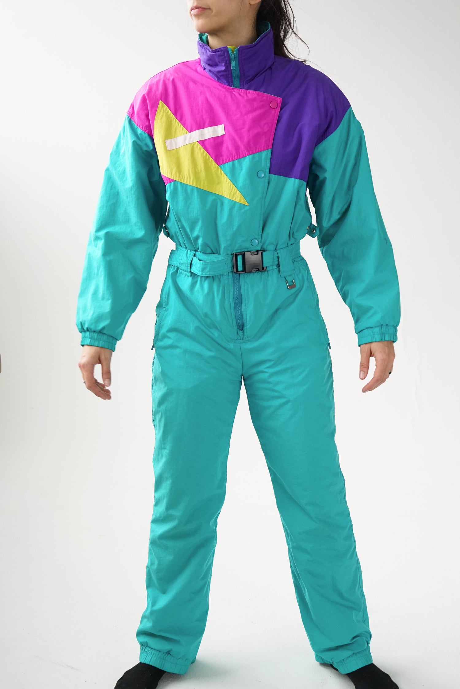 One piece Prosports ski suit, snow suit turquoise coloré pour femme taille 12 (S)