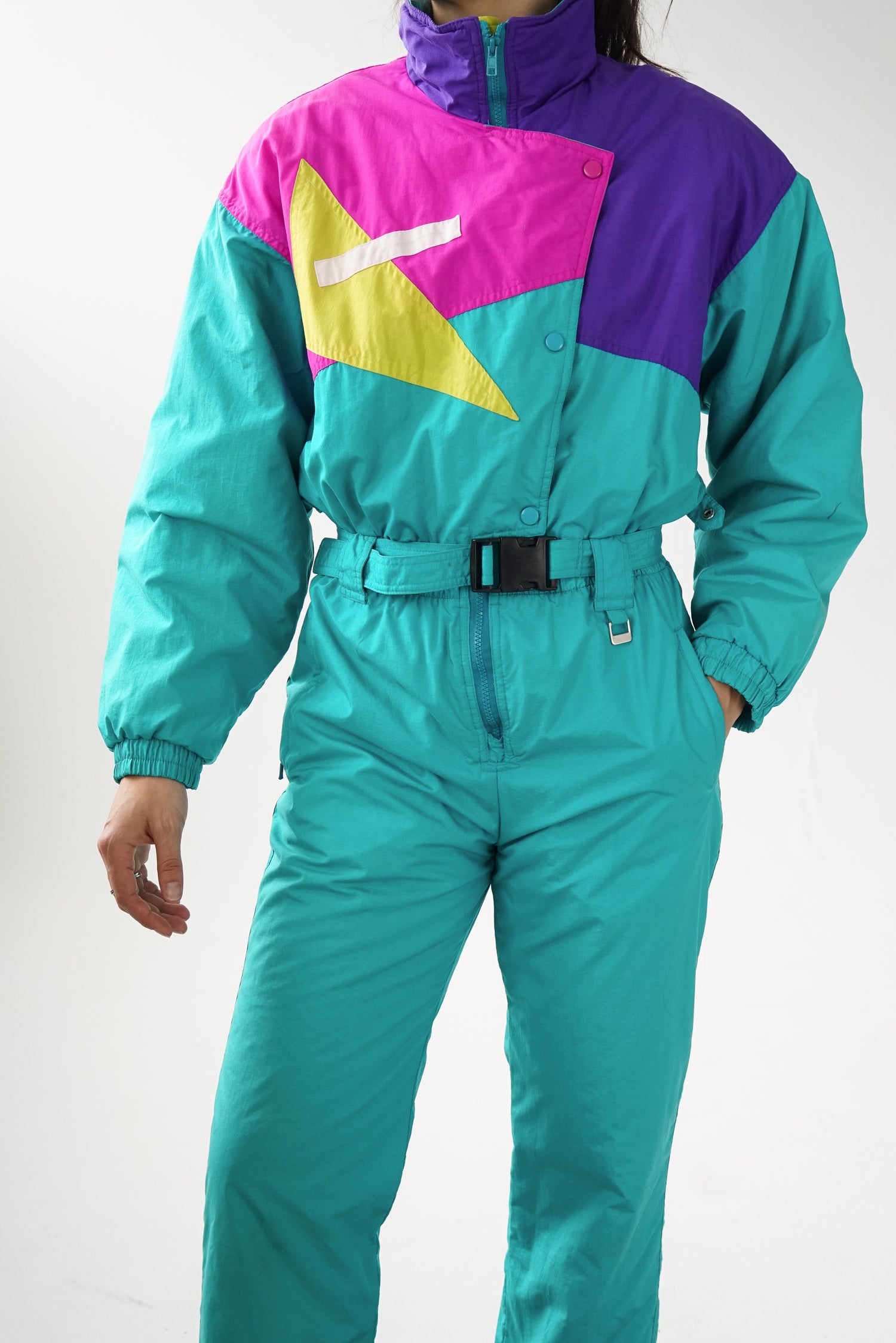 One piece Prosports ski suit, snow suit turquoise coloré pour femme taille 12 (S)