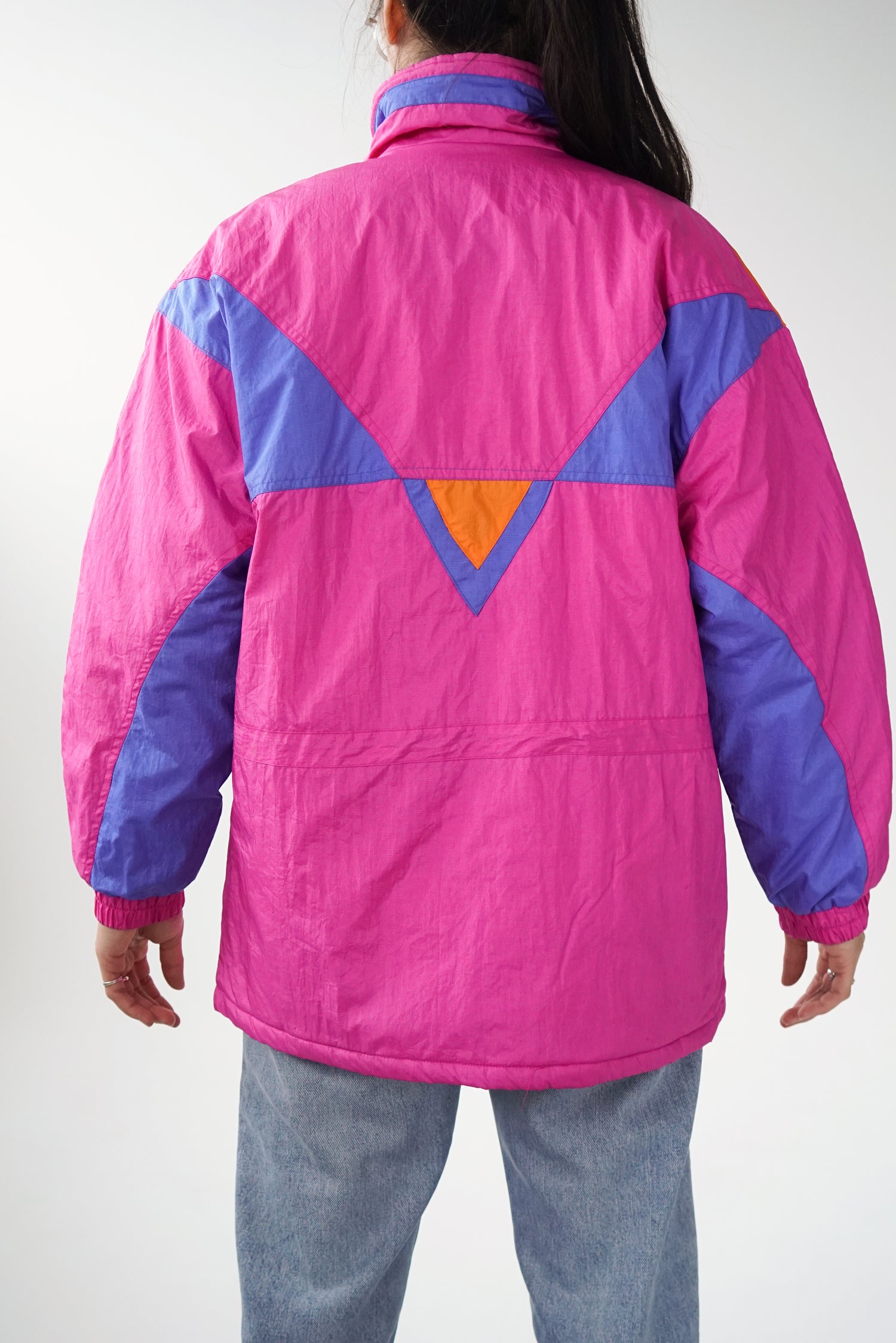 Manteau rétro ski rose pour femme taille S-M