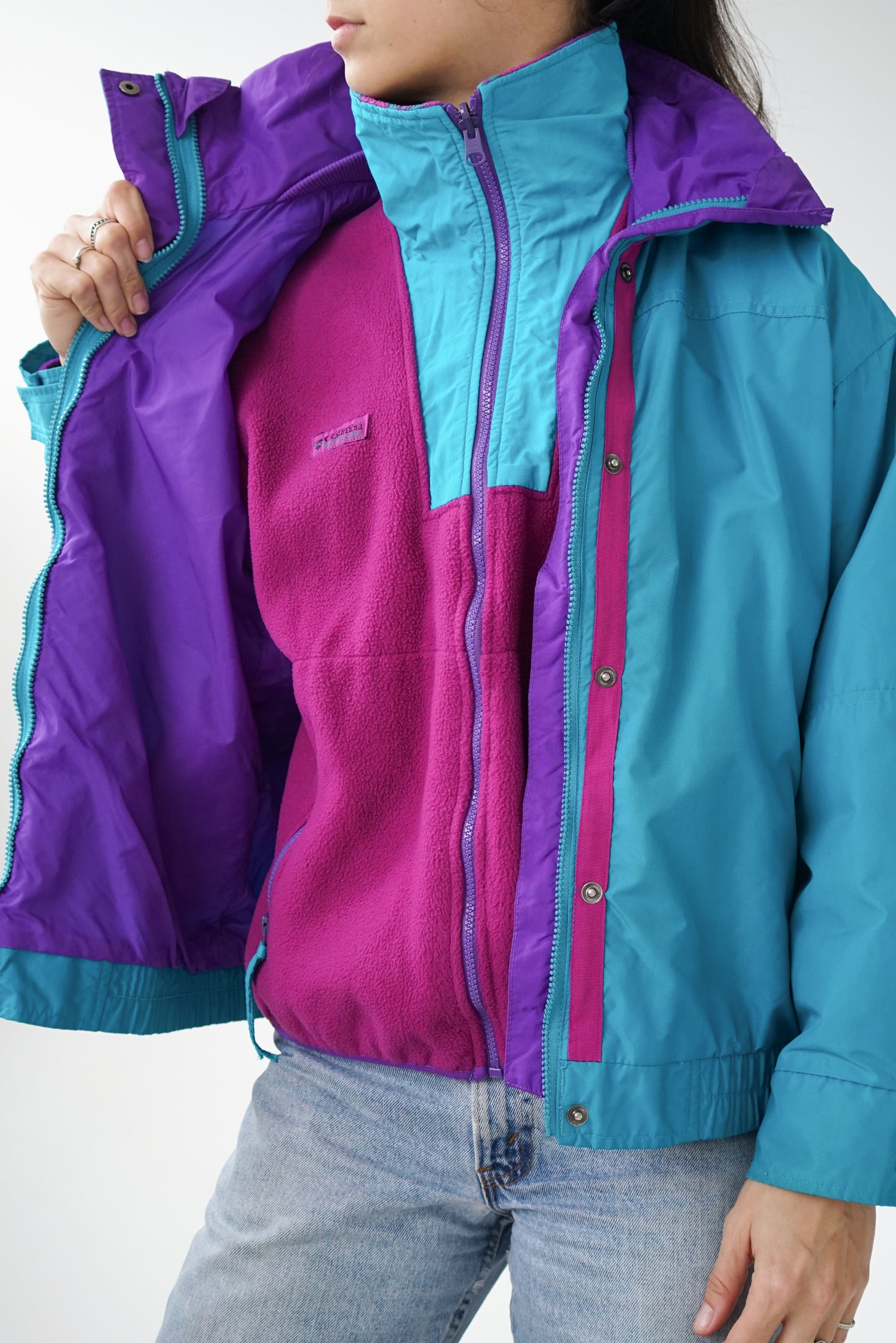 Manteau Columbia rétro 80s 3 en 1 pour femme taille M