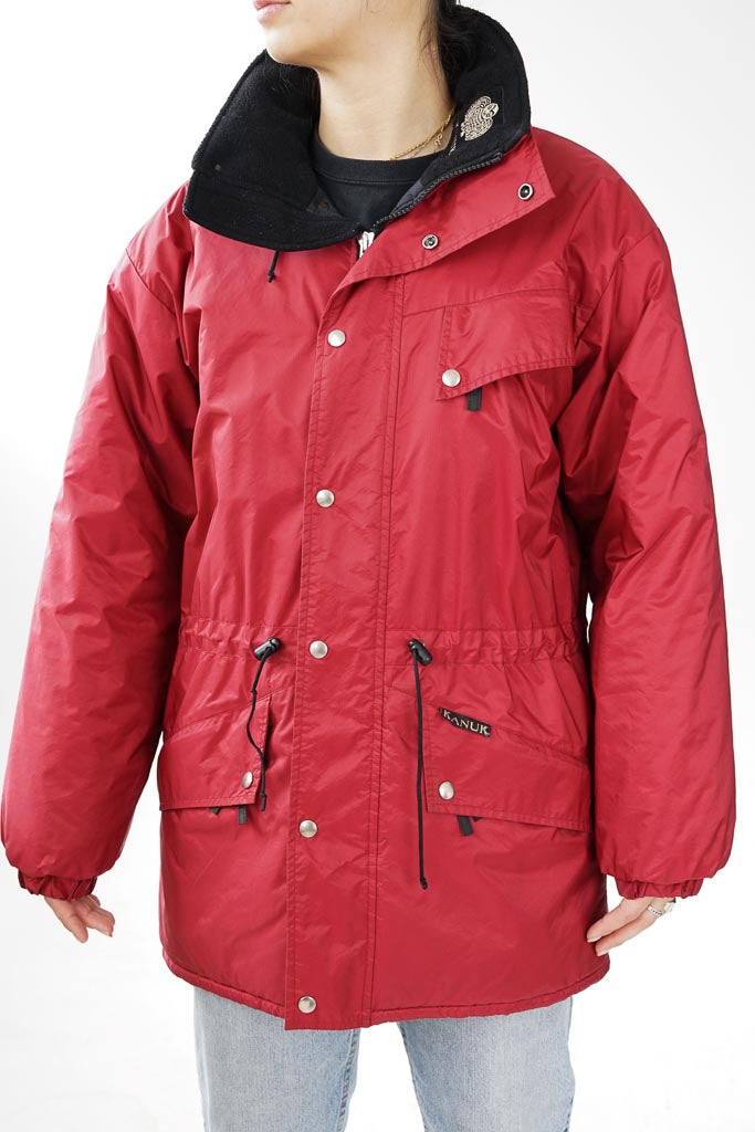 Manteau d'hiver Kanuk winter parka rouge métallique 3 poches taille 2 (M-L)