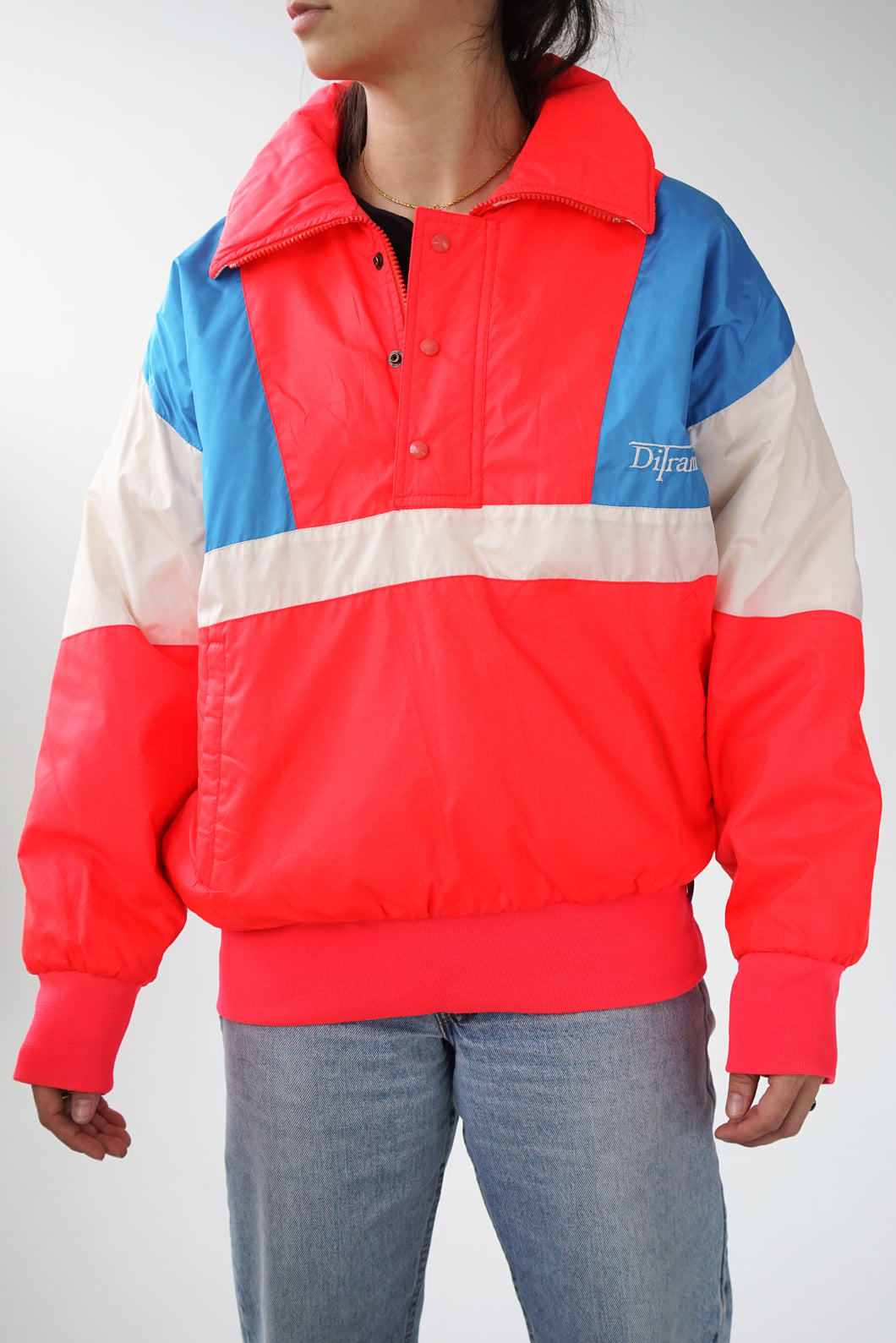 Rétro fluo Ditrani vintage 80s pull over ski jacket unisex size 36 (S)