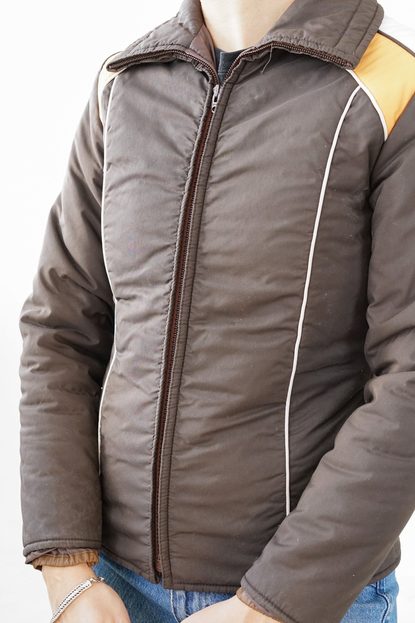 Manteau mince 70s Val Hughes, fabriqué à Montréal (XS femme)