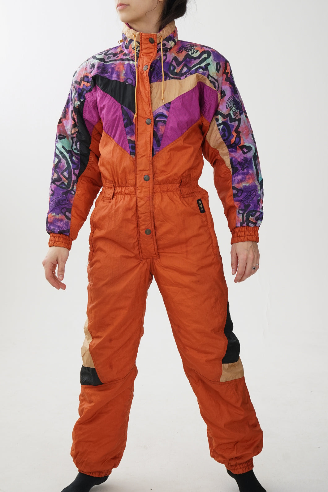 One piece Ispo 80s ski suit orange unisexe taille S