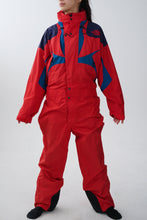 Charger l&#39;image dans la galerie, One piece North Face ski suit hardshell, snow suit rouge et bleu pour homme taille M

