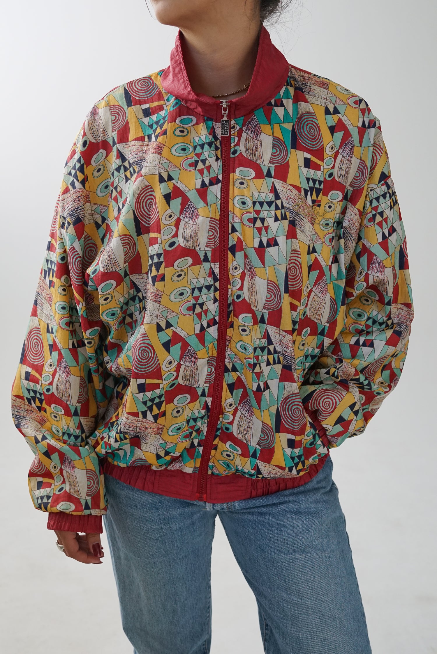 Vintage Jackie Vital Hot Line Collection pattern jacket/windbreaker unisex size L