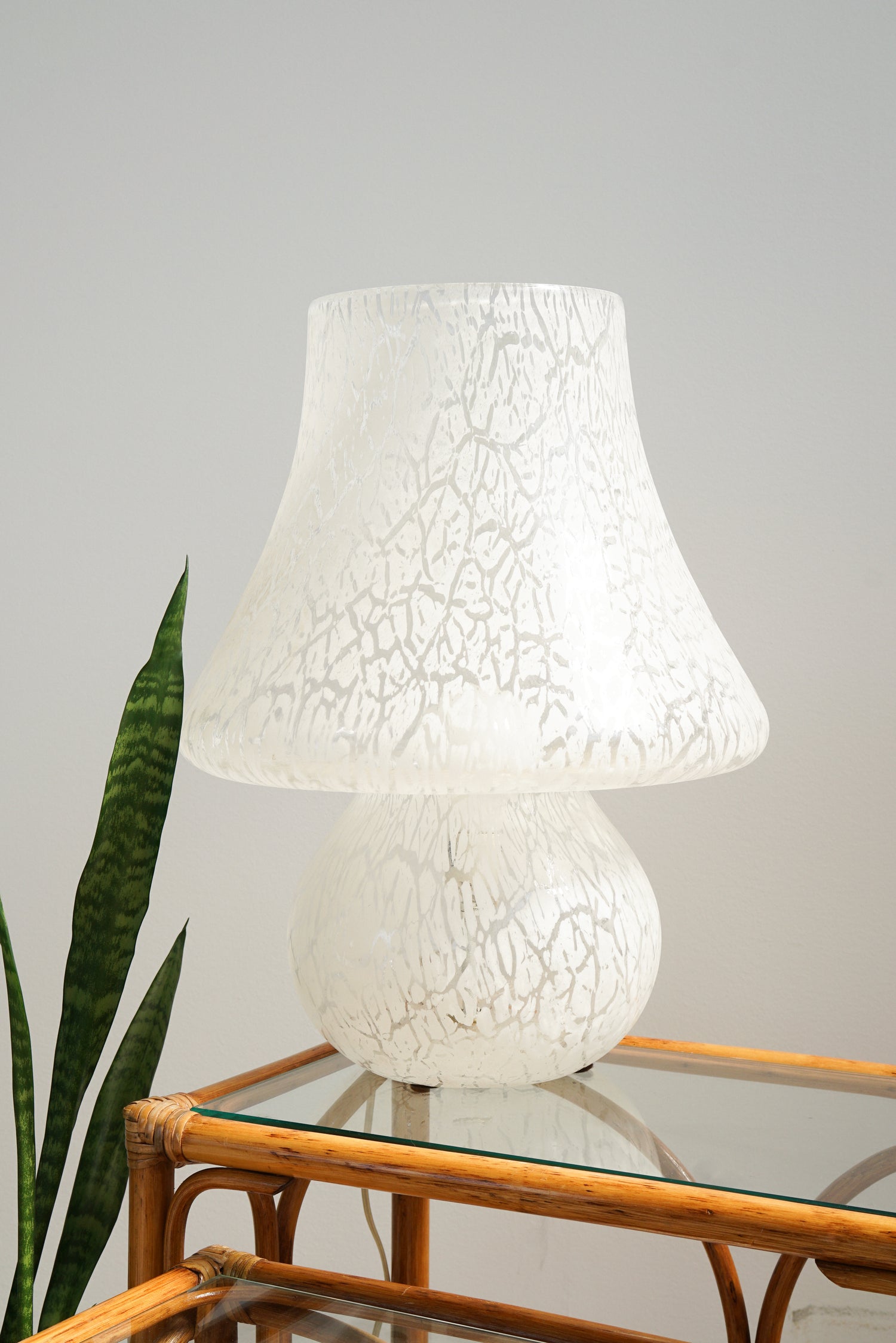 Lampe Murano en verre soufflé vintage blanche XL