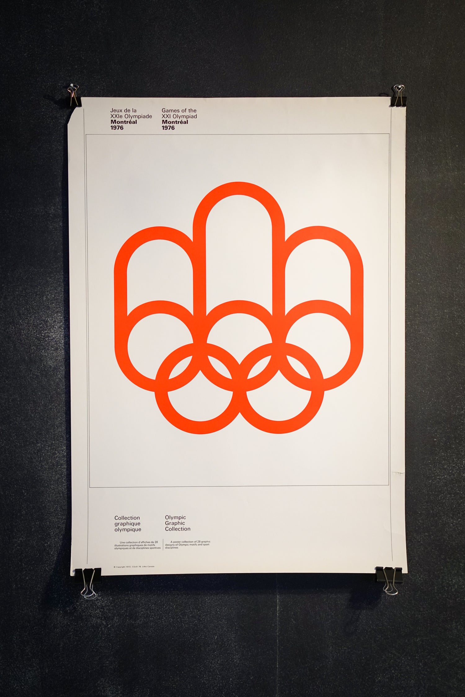 Original 1976 poster of the Montreal Olympic Games, White Logo & Timetable, double-sided (Large format)