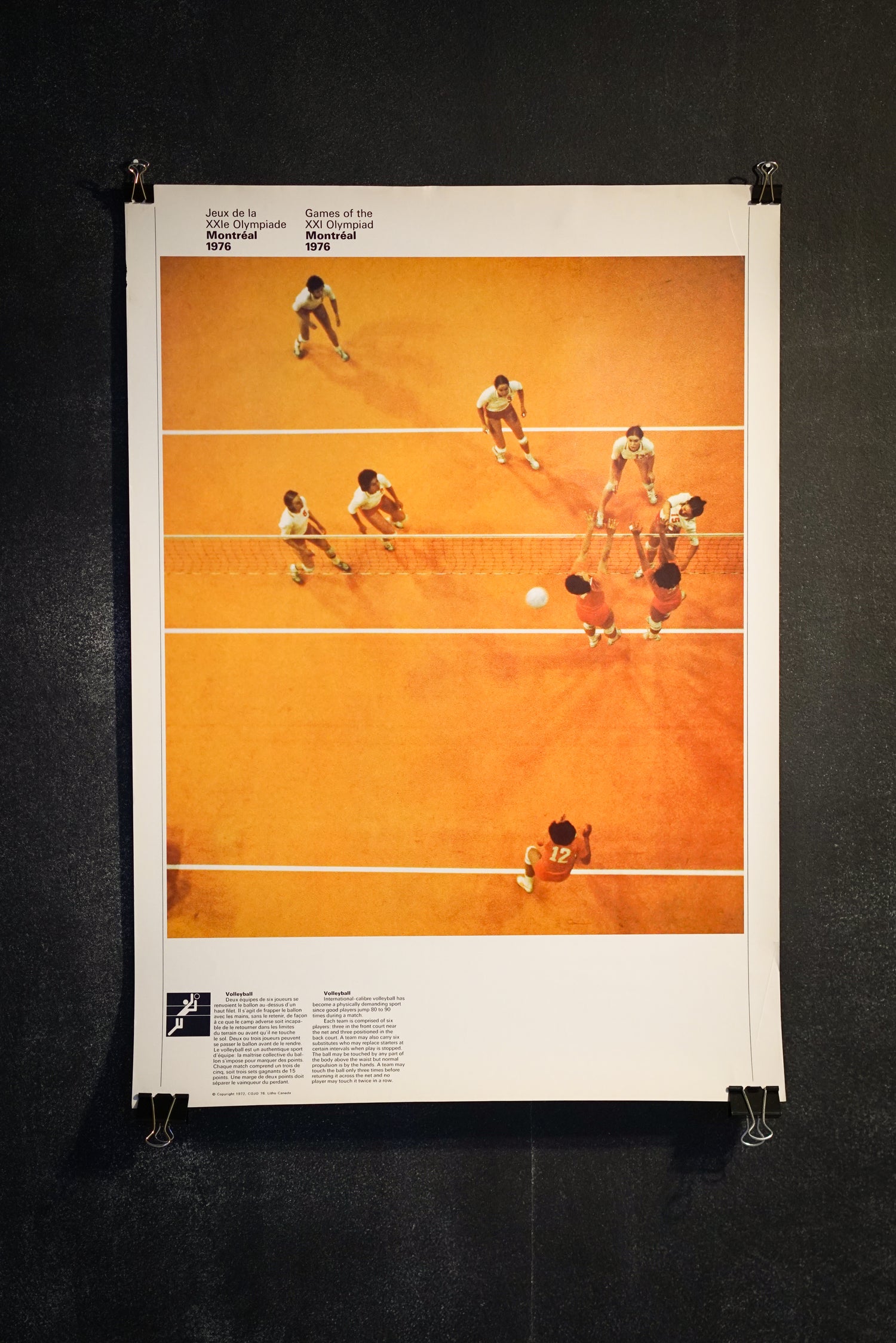 Original 1976 poster of the Montreal Olympic Games, Volleyball & Handball, double-sided (Large format)