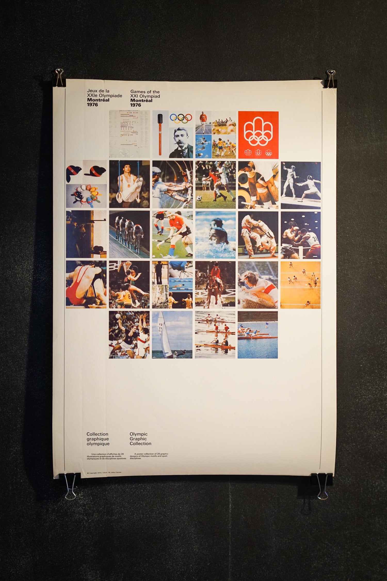 Affiche originale 1976 des Jeux Olympiques de Montréal, Collection graphique & Canoë, recto verso (Grand format)