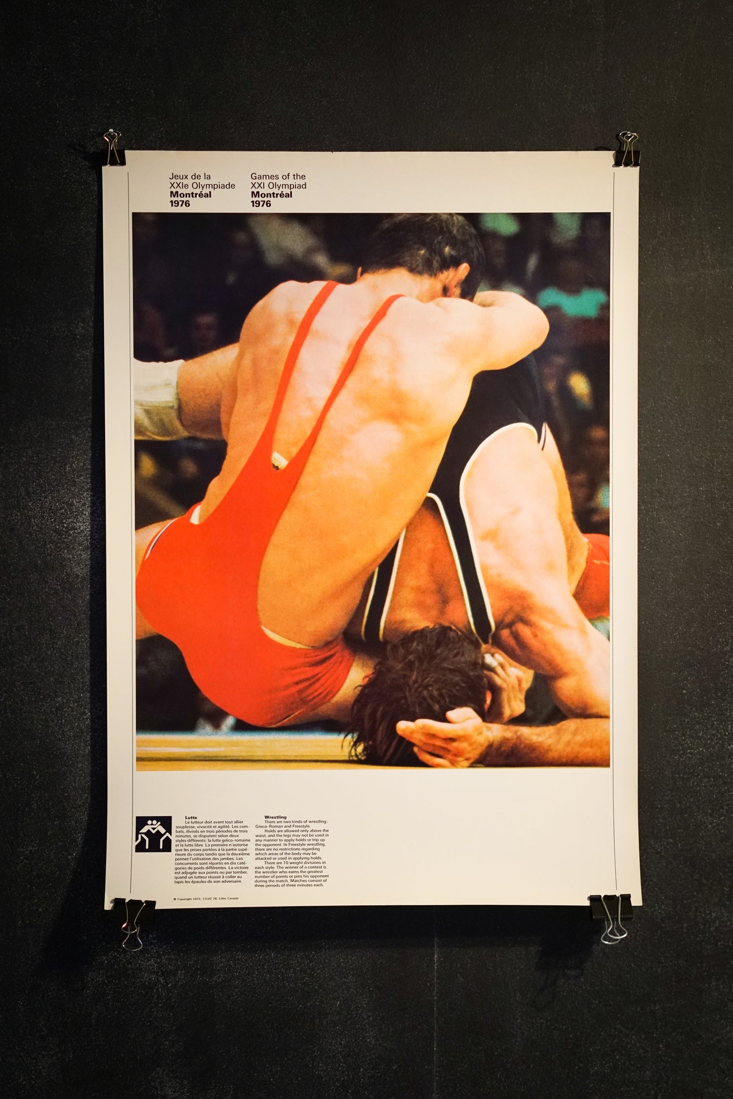 Original 1976 poster of the Montreal Olympic Games, Boxing & Wrestling, double-sided (Large format)