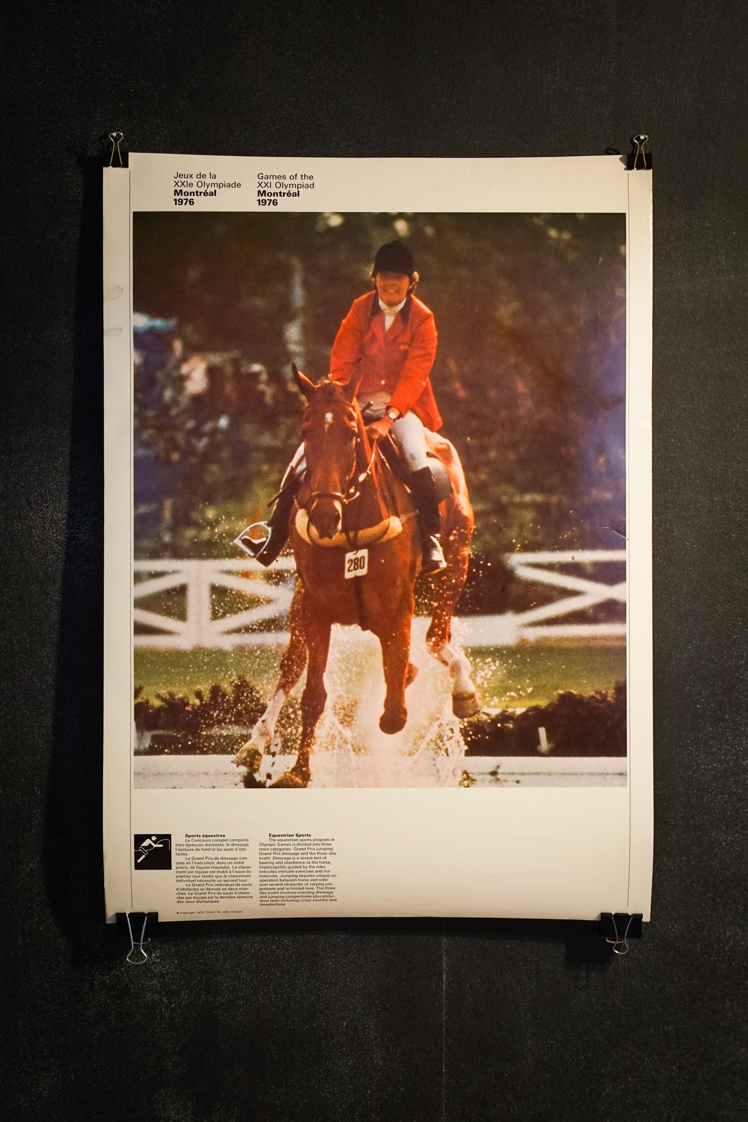 Affiche originale 1976 des Jeux Olympiques de Montréal, Sports équestres & Athlétisme, recto verso (Grand format)