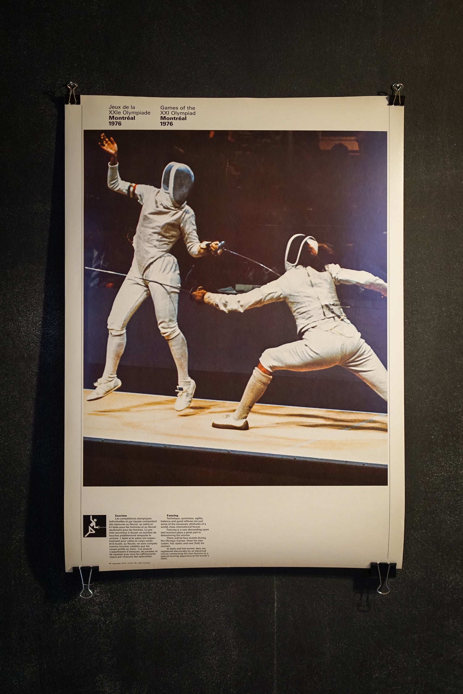 Affiche originale 1976 des Jeux Olympiques de Montréal, Escrime & Tire, recto verso (Grand format)