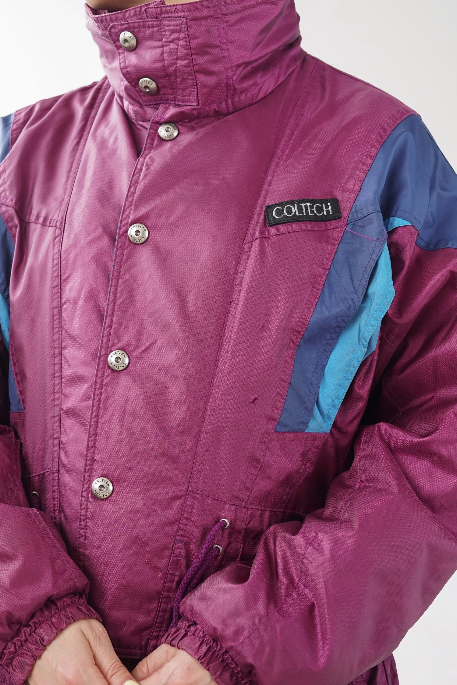 Manteau rétro métallique Coltech mi-long, half long vintage jacket for ski pour femme taille M (tel quel)