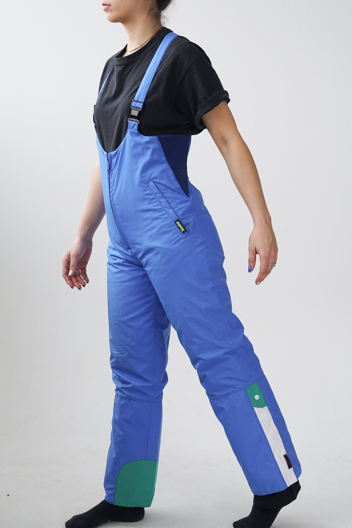 Salopette de neige vintage bleu avec accents Audvik pour femme taille S