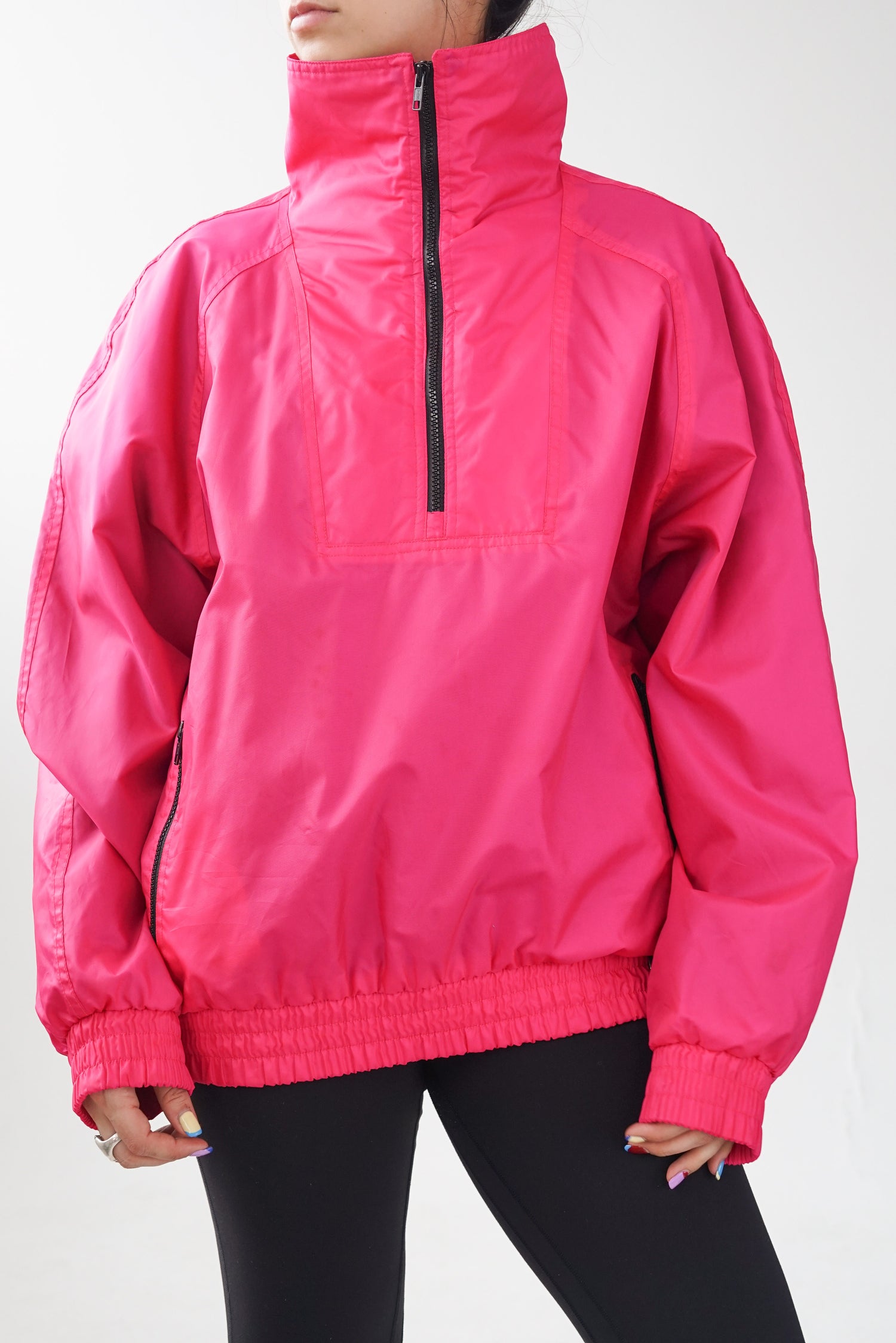 Coupe-vent doublé rétro 80s rose fluo, windbreaker with lining neon pink pour homme taille L