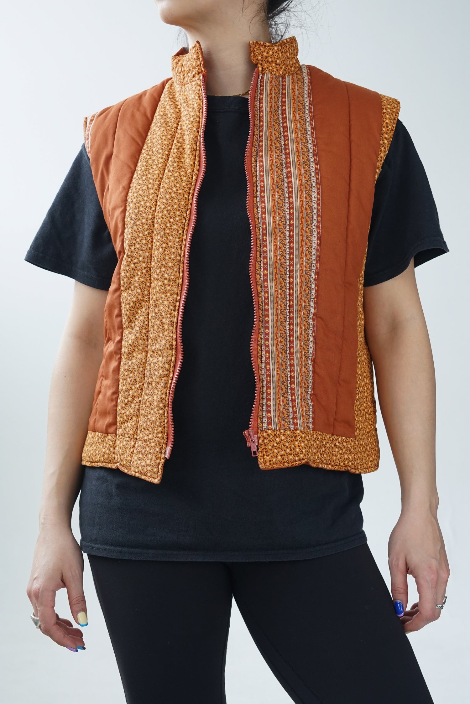 Veste sans manche en coton avec motifs rétro unisexe taille S-M