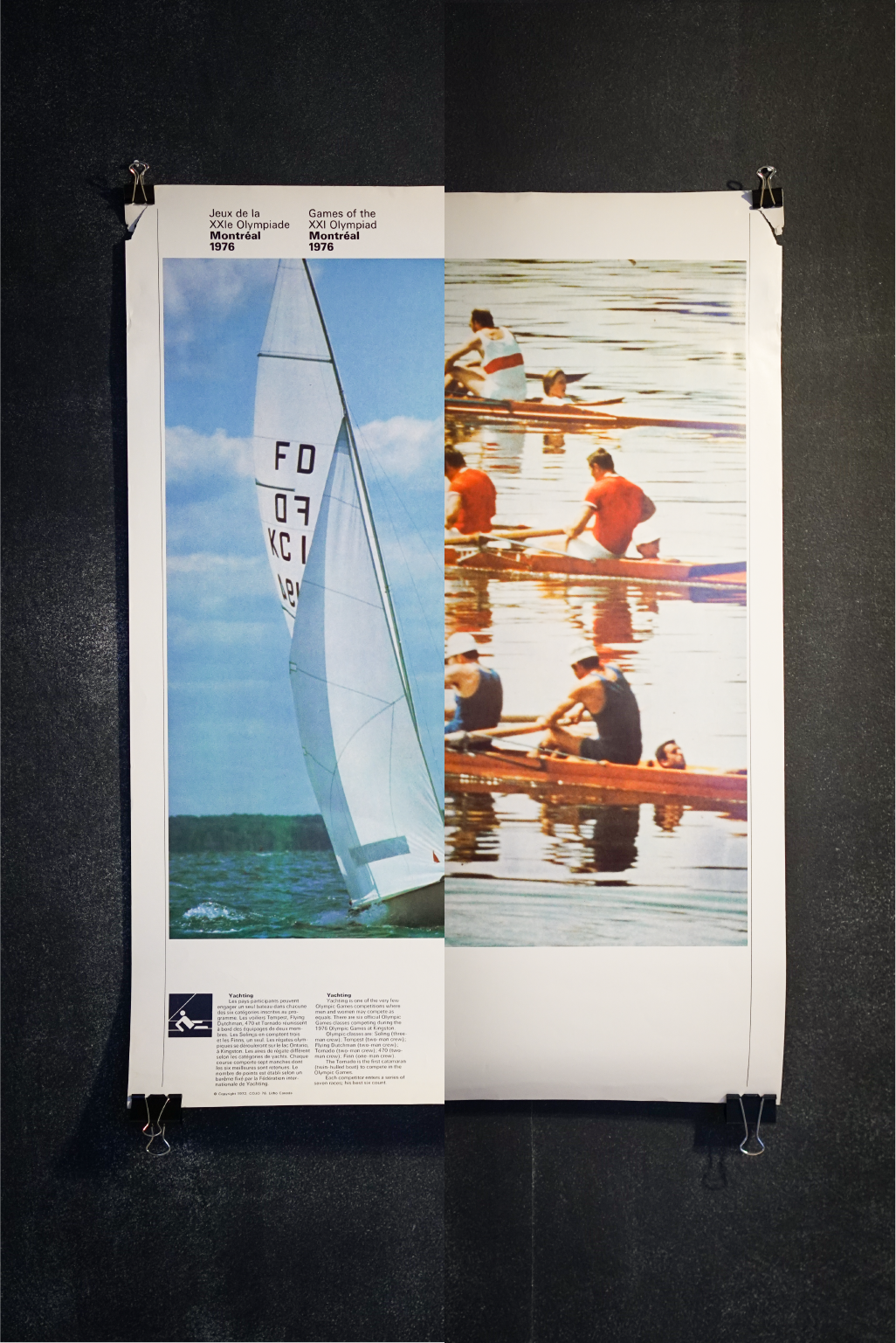 Original 1976 poster of the Montreal Olympic Games, Rowing & Yachting, double-sided (Large format)