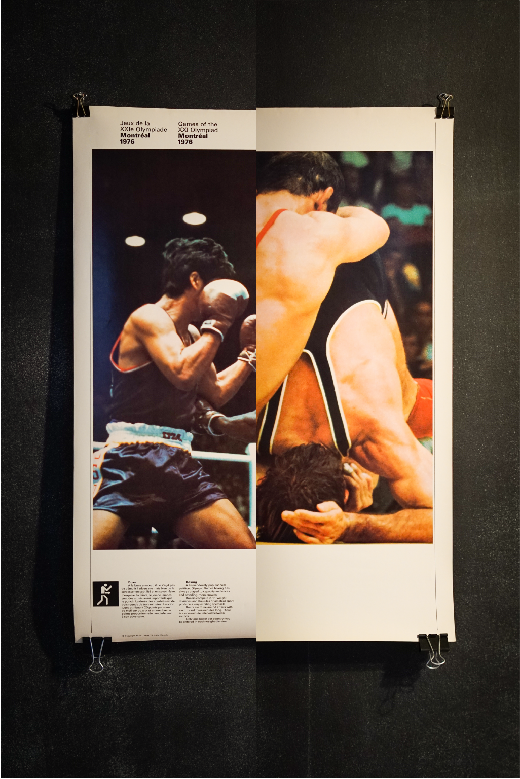 Original 1976 poster of the Montreal Olympic Games, Boxing & Wrestling, double-sided (Large format)