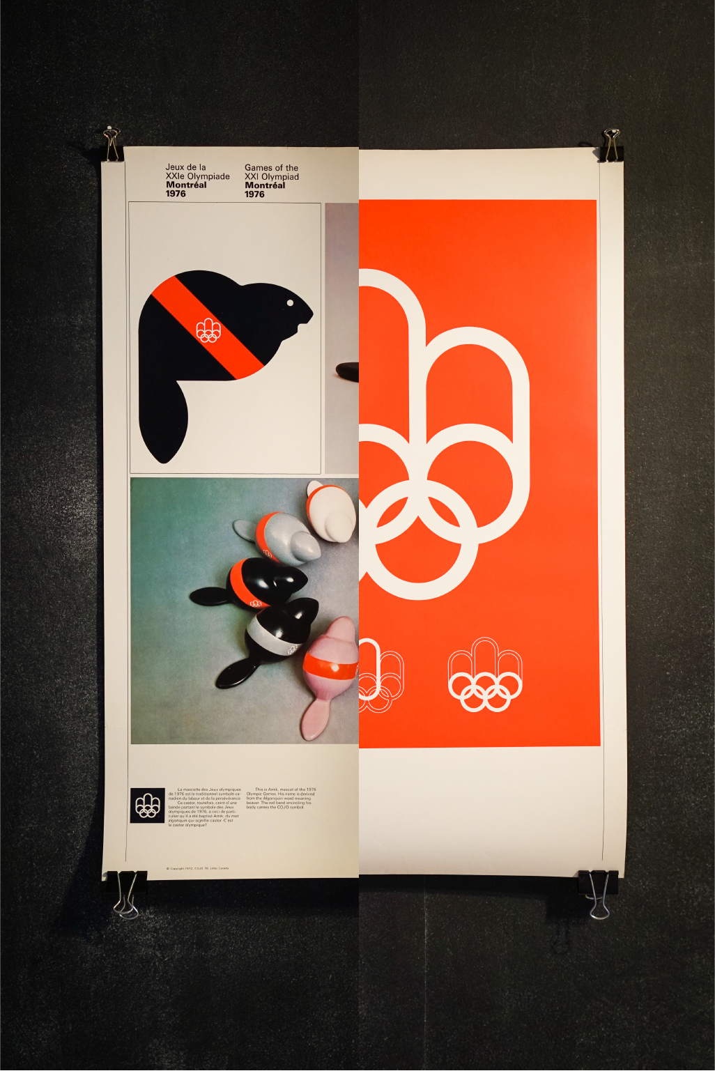 Original 1976 poster of the Montreal Olympic Games, Red Logo & Olympic ...