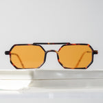 Ribotti Remake Alien Mars unisex sunglasses - futuristic 90s-inspired style, thin aviator tortoiseshell frame, orange tinted lenses 