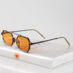 Ribotti Remake Alien Mars unisex sunglasses - futuristic 90s-inspired style, thin aviator tortoiseshell frame, orange tinted lenses 