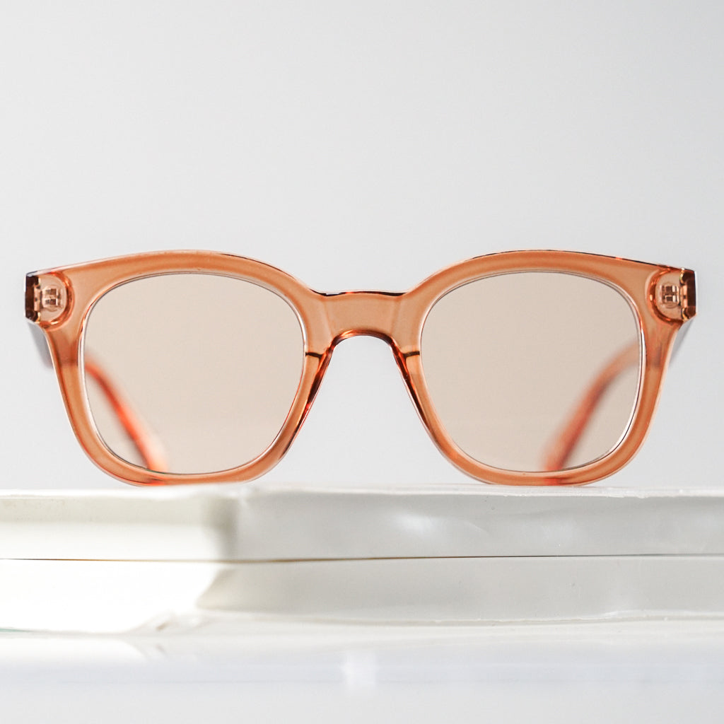 Ribotti Remake Racing Blonde unisex sunglasses - Y2K chic style, translucent pink wayfarer frame, pink tinted lenses #blonde