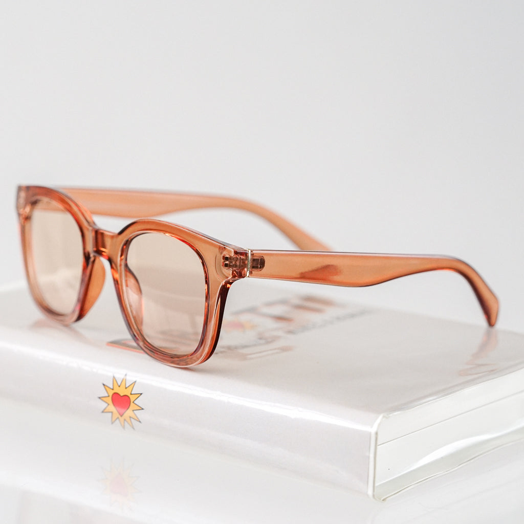 Ribotti Remake Racing Blonde unisex sunglasses - Y2K chic style, translucent pink wayfarer frame, pink tinted lenses 