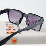 Ribotti Remake Casino Black unisex sunglasses - square wayfarer black frame, retro 90s style, gradient purple tinted lenses 