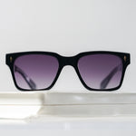 Ribotti Remake Casino Black unisex sunglasses - square wayfarer black frame, retro 90s style, gradient purple tinted lenses 