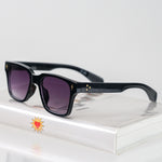 Ribotti Remake Casino Black unisex sunglasses - square wayfarer black frame, retro 90s style, gradient purple tinted lenses 