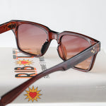 Ribotti Remake Casino Brown unisex sunglasses - square wayfarer brown frame, retro 90s style, gradient brown tinted lenses 