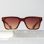 Ribotti Remake Casino Brown unisex sunglasses - square wayfarer brown frame, retro 90s style, gradient brown tinted lenses 